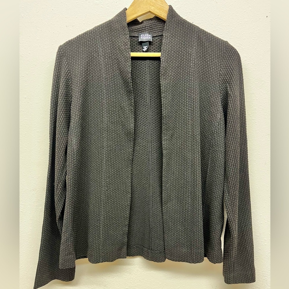 {Eileen•Fisher} Textured Knit Open Cardigan Size S